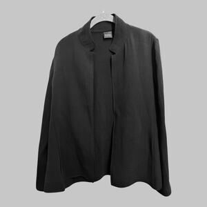 Eileen Fisher Women's Minimalist Silk Rayon Relaxed Blazer Jacket Black Size L